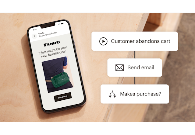 A Customer Journey automation being used to send an email when a customer abandons their online shopping cart.