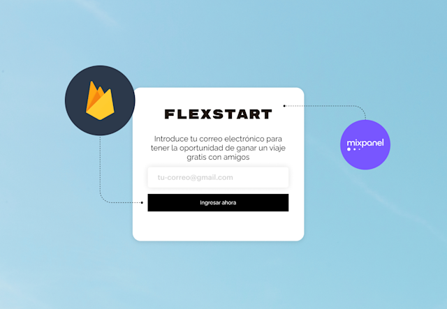 Un formulario de suscripción por correo electrónico utilizando las integraciones de Firebase y Mixpanel de Mailchimp.